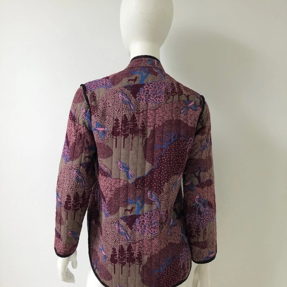 VTG Vintage 1970s / 70s Quilted Jacket Bird Nature Pattern - Picture 3 of 9
